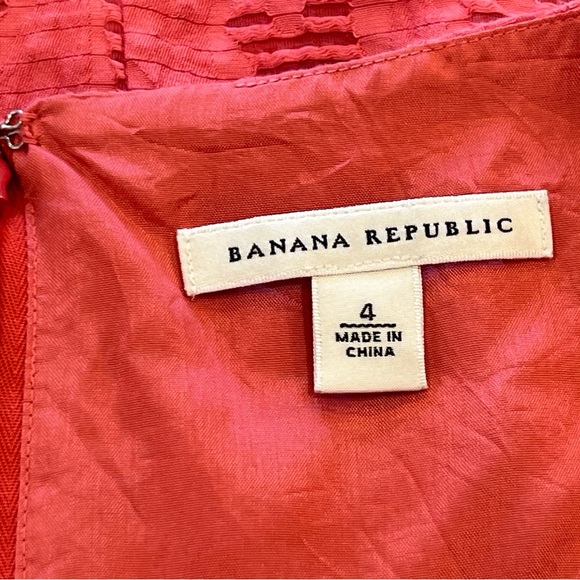 Banana Republic fit flare coral lined dress sz 4 Small texture NICE! - Picture 4 of 7